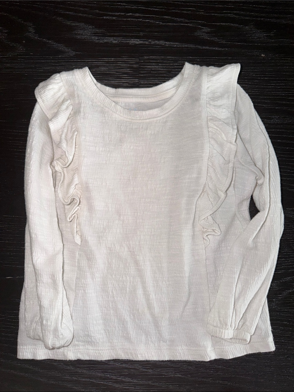 Cat & Jack White Long-Sleeve Ruffle Tee